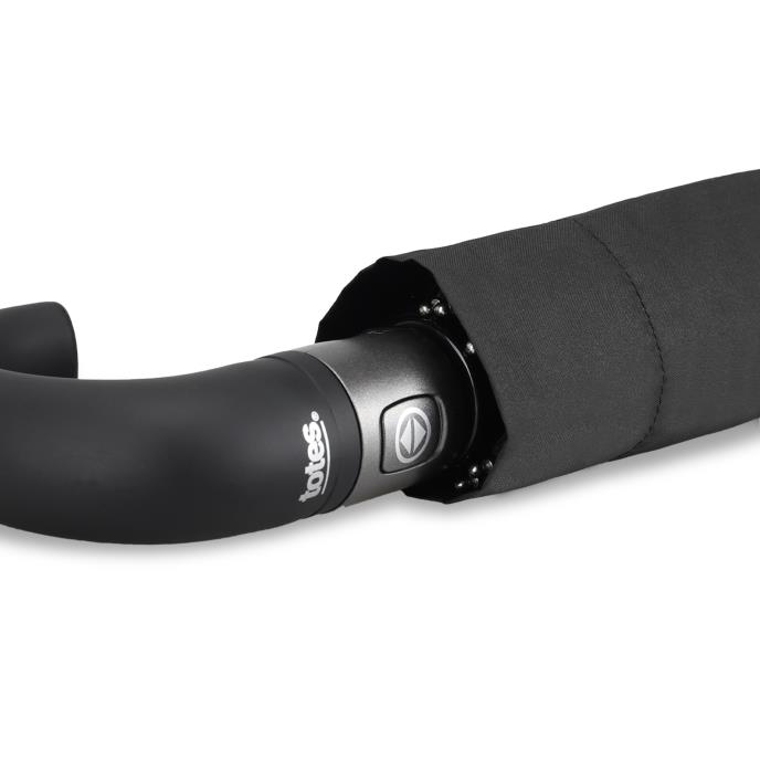 totes® Auto Open / Close Crook Handle Black Umbrella (3 Section) Extra Image 3